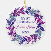 Meine erste Weihnachtsfeier als Lila Jahr Keramik Ornament (Hinten)