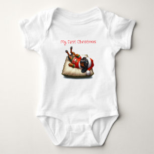 Meine erste Weihnachtsfeier-Dackel Baby Strampler