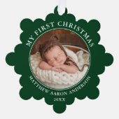 Meine erste Weihnachtskarte für das Foto Green Orn Ornament Karte (Vorderseite)