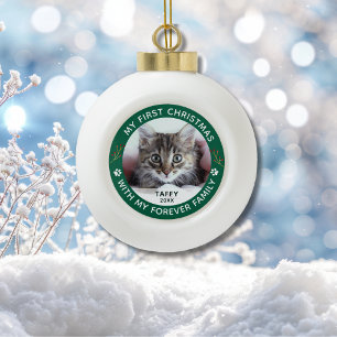 Meine erste Weihnachtskatze Custom Foto Keramik Kugel-Ornament