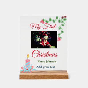 Meine erste Weihnachtskerze gibt dem Foto den Name Acrylschild