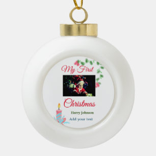 Meine erste Weihnachtskerze gibt dem Foto den Name Keramik Kugel-Ornament