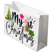 meine erste Weihnachtskleider für Baby Bodysuit Große Geschenktüte (Vorderseite Schrägansicht)