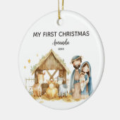 Meine erste Weihnachtskrippe Personalisiert Keramik Ornament (Links)