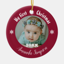 Meine erste Weihnachtsschneeflocke Gerahmte Orname Keramik Ornament