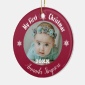 Meine erste Weihnachtsschneeflocke Gerahmte Orname Keramik Ornament (Links)