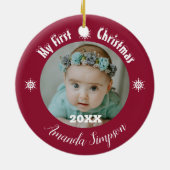 Meine erste Weihnachtsschneeflocke Gerahmte Orname Keramik Ornament (Hinten)