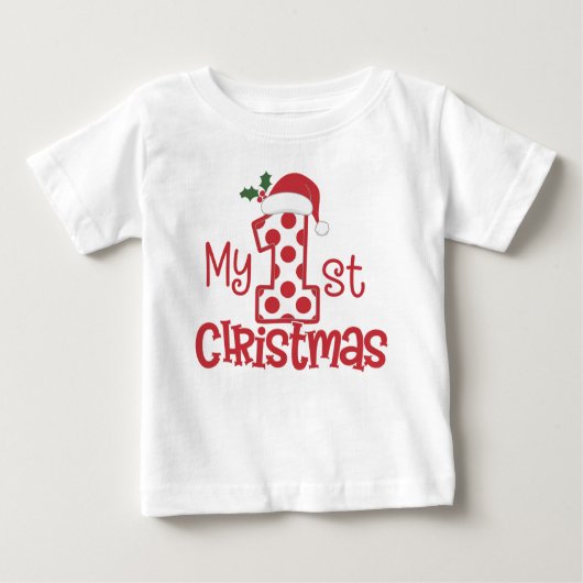 Meine erste Weihnachtstypografie Niedlich Red Polk Baby T-shirt (Vorderseite)