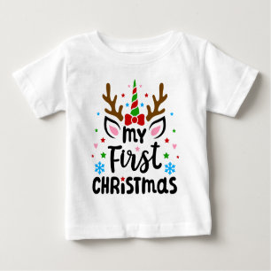 Meine erste Weihnachtstypografie Niedlich Unicorn Baby T-shirt