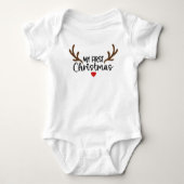 Meine erste Weihnachtstypografie Simple Deer Antle Baby Strampler (Vorderseite)