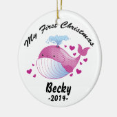Meine erste Weihnachtsverzierung - Baby - Wal Keramikornament (Links)