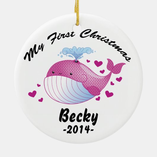 Meine erste Weihnachtsverzierung - Baby - Wal Keramikornament (Hinten)