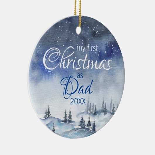 Meine erste Weihnachtszeit als Vater Winterfarbenj Keramik Ornament (Rechts)