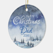 Meine erste Weihnachtszeit als Vater Winterfarbenj Keramik Ornament (Links)