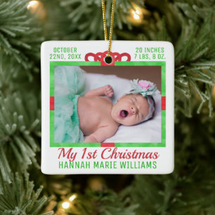 Meine erste Weihnachtszeit Custom Baby Foto Name G Keramikornament