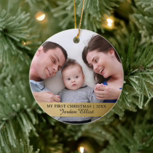 Meine erste Weihnachtszeit, Gold Baby Foto Keepake Keramik Ornament