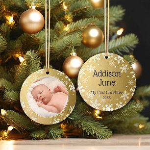 Meine erste Weihnachtszeit, Gold-Foto-Sake Keramik Ornament