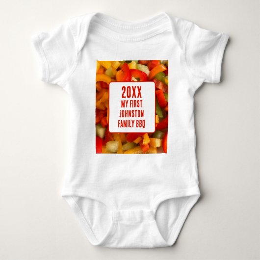 Meine erste Wiedersehen Summer Food Foto GRILLEN Baby Strampler (Vorderseite)