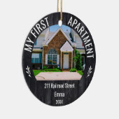 Meine erste Wohnung 2022 Individuelle Name & 2 Fot Keramik Ornament (Rechts)