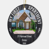 Meine erste Wohnung 2022 Individuelle Name & 2 Fot Keramik Ornament (Links)