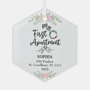 Meine erste Wohnung 2023 mit Aquarell-Blume Ornament Aus Glas