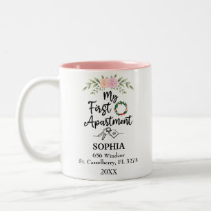 Meine erste Wohnung 2025 mit Aquarell-Blume Zweifarbige Tasse