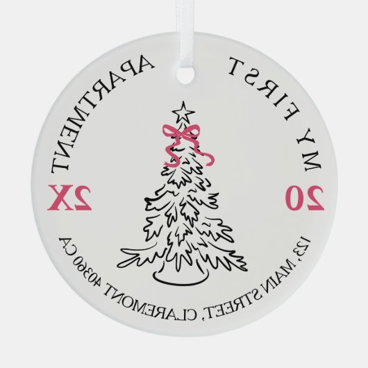 Meine erste Wohnung hält rosa Bug Ornament Aus Glas (Rückseite)