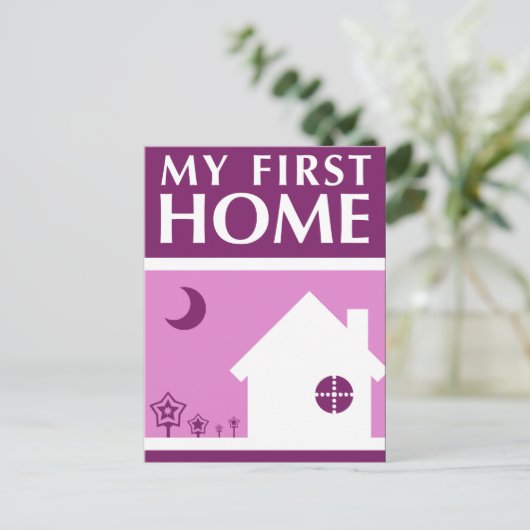meine erste Zuhause (Mod mauve) Postkarte (Stehend Vorderseite)