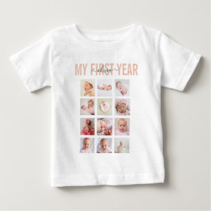 Meine ersten 12 Babyfotos im Collagen-Design Baby T-shirt