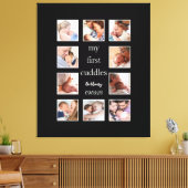 Meine ersten Cuddles 10 Foto Name Newborn Black Leinwanddruck (Insitu (Wohnzimmer))