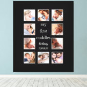 Meine ersten Cuddles 10 Foto Name Newborn Black Leinwanddruck (Insitu (Holzboden))