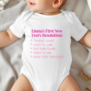 Meine ersten Neujahrsvorsätze, Mädchen, Lustig Baby Strampler