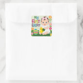 Meine ersten Osterkinder Quadratischer Aufkleber (Tasche)