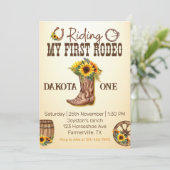 Meine ersten Rodeo Cowboy Stiefel Sonnenblumenmädc Einladung (Stehend Vorderseite)