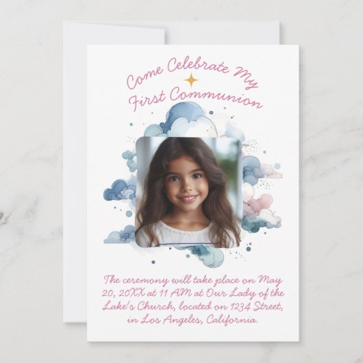 Meine ersten Wasserfarbenwolken Einladung (Vorderseite)
