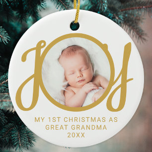 Meine ersten Weihnachten als Großes Oma Foto Gold Keramik Ornament