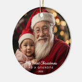 Meine ersten Weihnachten als Großvater-Foto Keramik Ornament (Links)