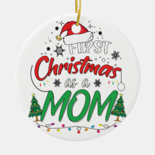 Meine ersten Weihnachten als Mama Funny Junge Mutt Keramik Ornament