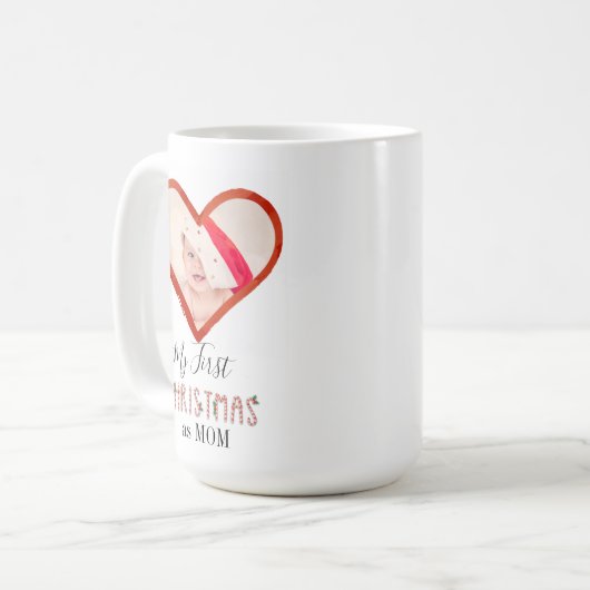 Meine ersten Weihnachten als Mama Liebe Herz Baby Kaffeetasse (Vorderseite Links)