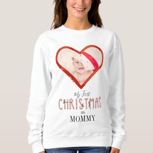 Meine ersten Weihnachten als Mama-Liebe Herz-Baby- Sweatshirt (Vorderseite)