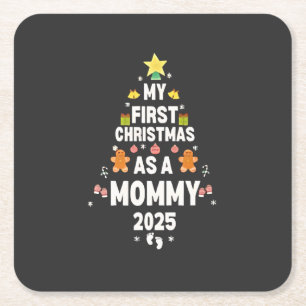 Meine ersten Weihnachten als Mommy 2025 Weihnachte Rechteckiger Pappuntersetzer