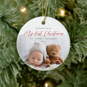 Meine ersten Weihnachten als Mommy Foto und Jahr Keramik Ornament