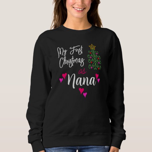 Meine ersten Weihnachten als Nana Pink Hörnchen Ba Sweatshirt (Vorderseite)
