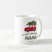 Meine ersten Weihnachten als Nana Red Car Tree Kaffeetasse (VorderseiteRechts)