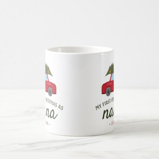 Meine ersten Weihnachten als Nana Red Car Tree Kaffeetasse (Mittel)