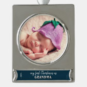 Meine ersten Weihnachten als Oma-Foto Banner-Ornament Silber (Vorderseite)