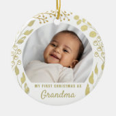 Meine ersten Weihnachten als Oma Foto Gold Folios Keramik Ornament (Vorne)