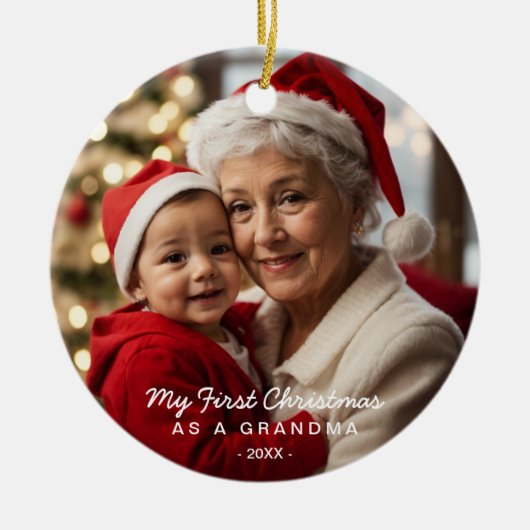 Meine ersten Weihnachten als Oma-Foto Keramik Ornament (Vorne)