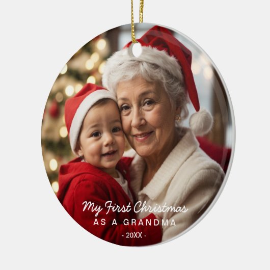 Meine ersten Weihnachten als Oma-Foto Keramik Ornament (Links)