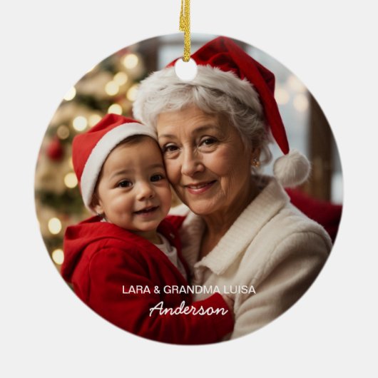 Meine ersten Weihnachten als Oma-Foto Keramik Ornament (Hinten)